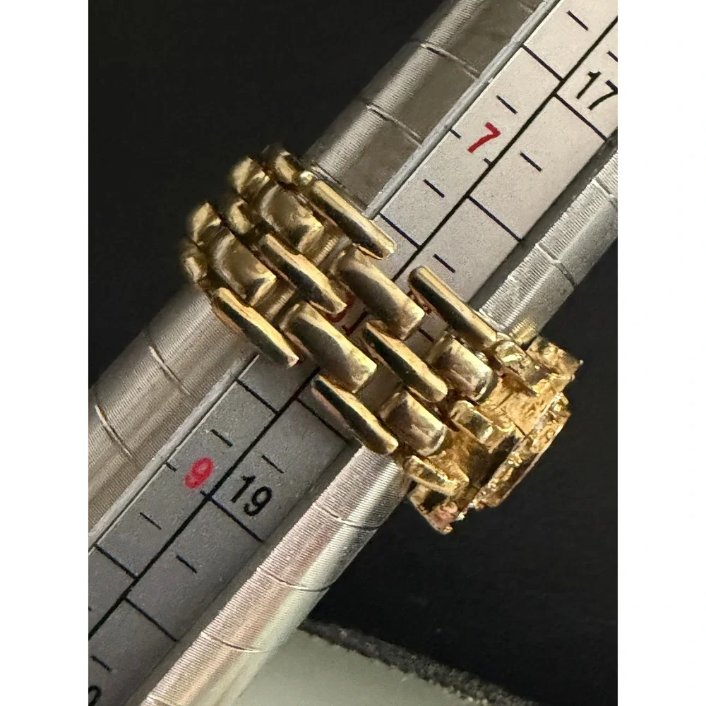 Vintage Ring Gold Tone Blue Flexible Link